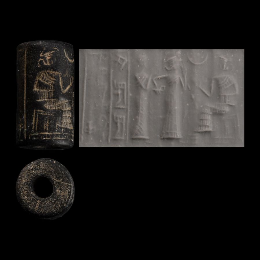 Neo Sumerian Cylinder Seal with Hadada, son of Lugal...na Inscription
