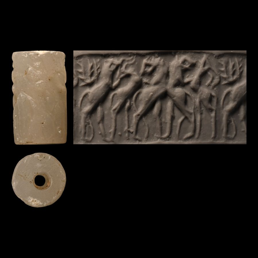 Sumerian Stone Cylinder Seal with Animals