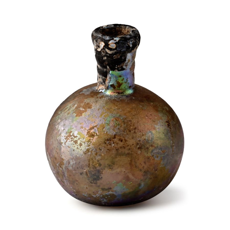 Roman Iridescent Glass Flask