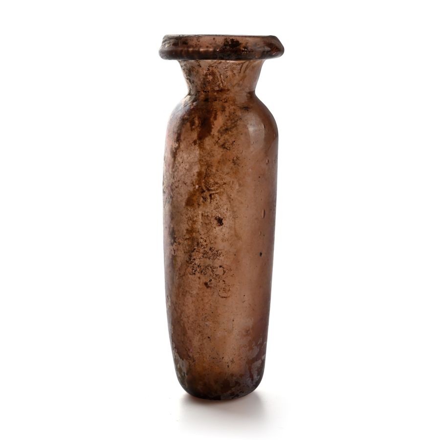 Roman Aubergine Glass Flask