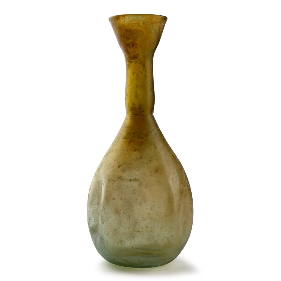 Large Roman Dimple-Sided Glass Flask