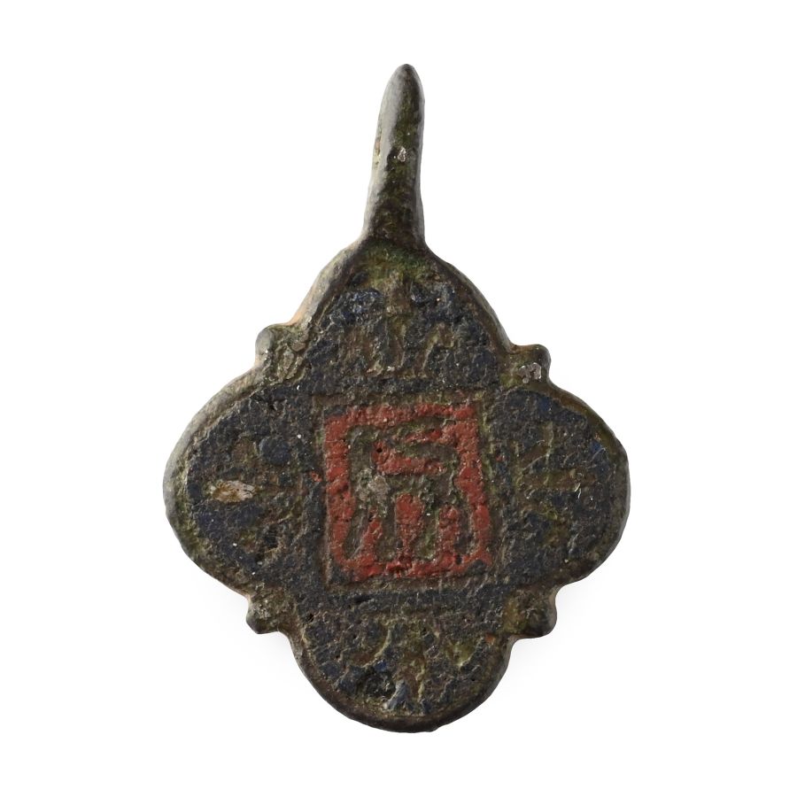 Medieval Knight's Enamelled Bronze Heraldic Horse Harness Pendant