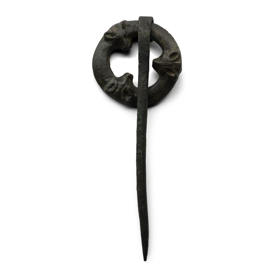 Viking Age Bronze Annular Brooch with Bear's Masks