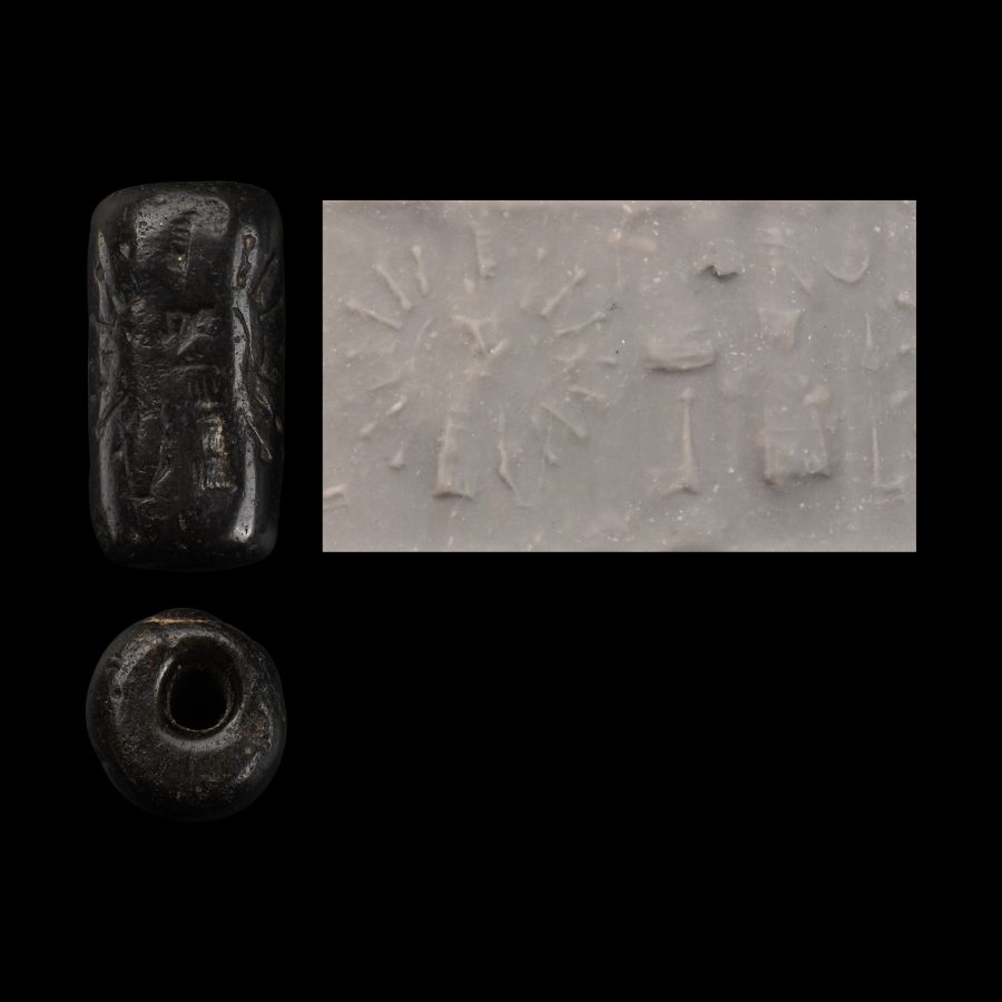 Neo-Babylonian Stone Cylinder Seal with Presentation Scene