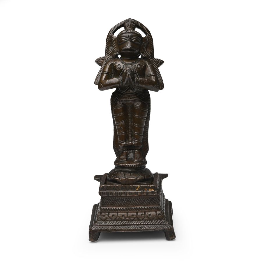 Copper-alloy Standing Hanuman Figure with Stand