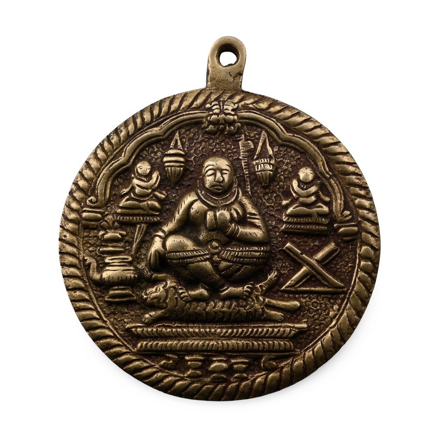 Sacred Lama on Tiger Skin Copper-Alloy Pendant