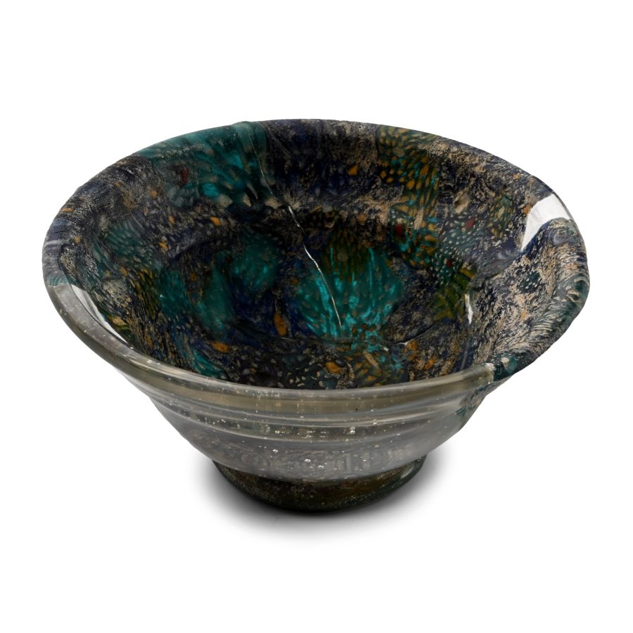 Roman Turquoise Mosaic Glass Patella Cup