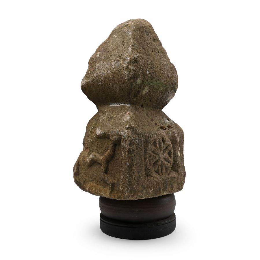 Georgian Sandstone Milestone with Isle of Man Symbols