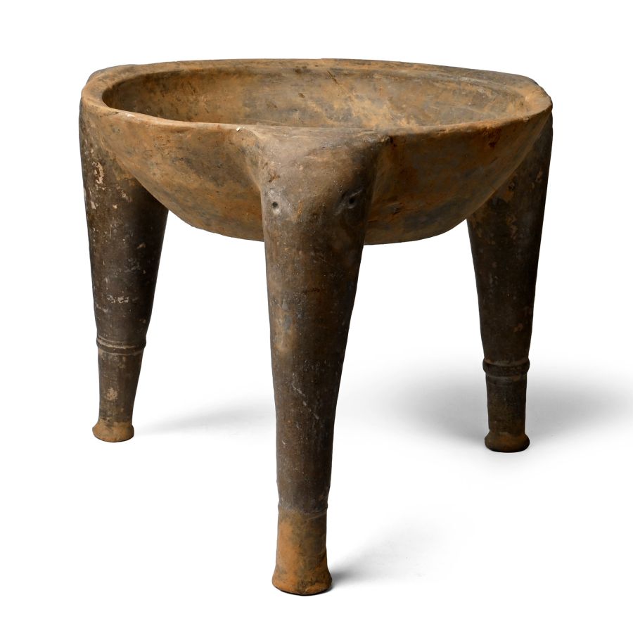 Western Asiatic Terracotta Tripod Vessel with Elephants