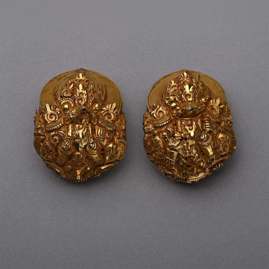 Elaborate Javanese Gold Zoomorphic Ear Ornaments