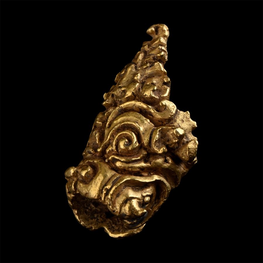 Late Gupta Gold Hair Ring with Makara Mask