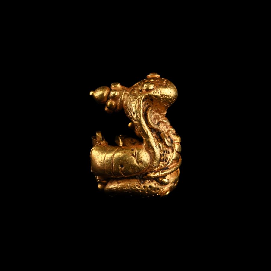 Late Gupta Gold Hair Ring with Serpent