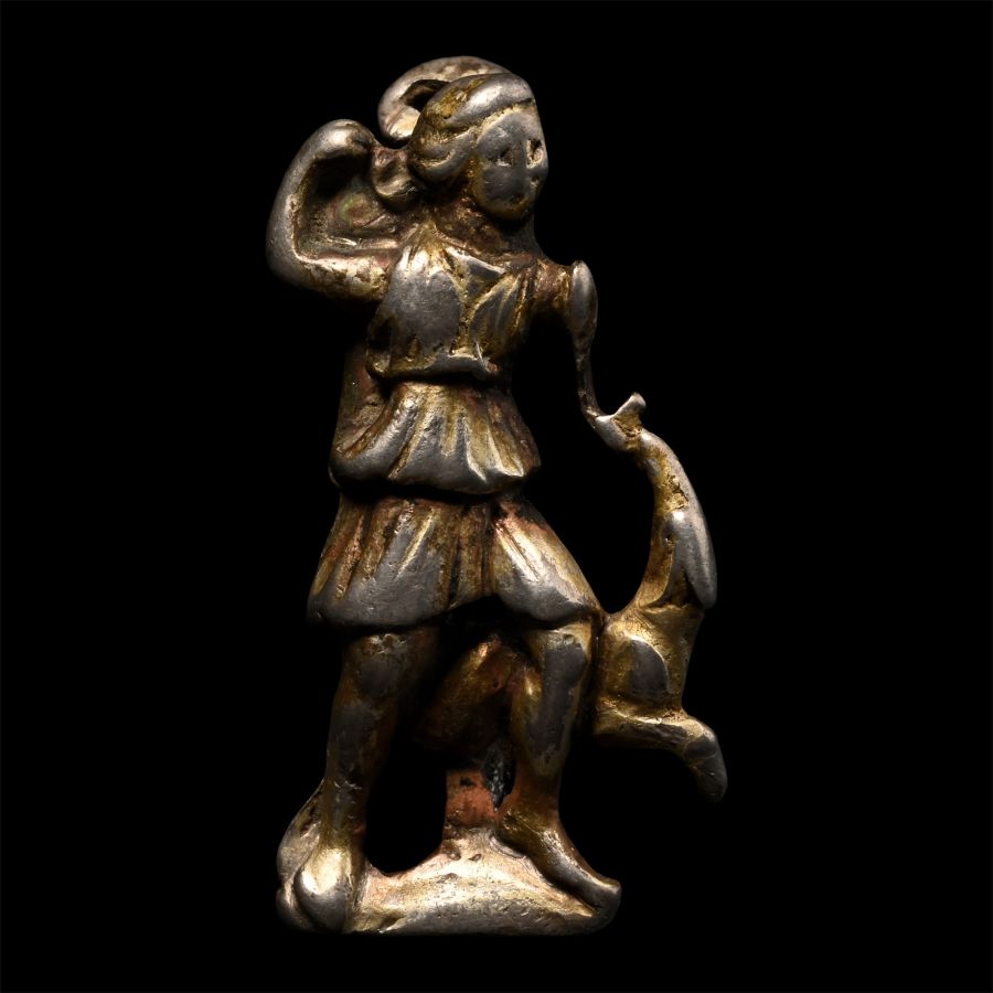 Roman Silver-Gilt Brooch with Diana