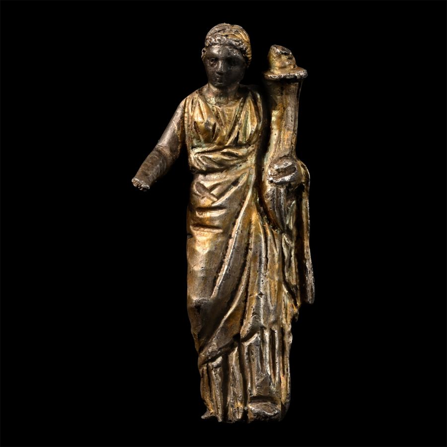 Roman Silver-Gilt Statuette of Fortuna