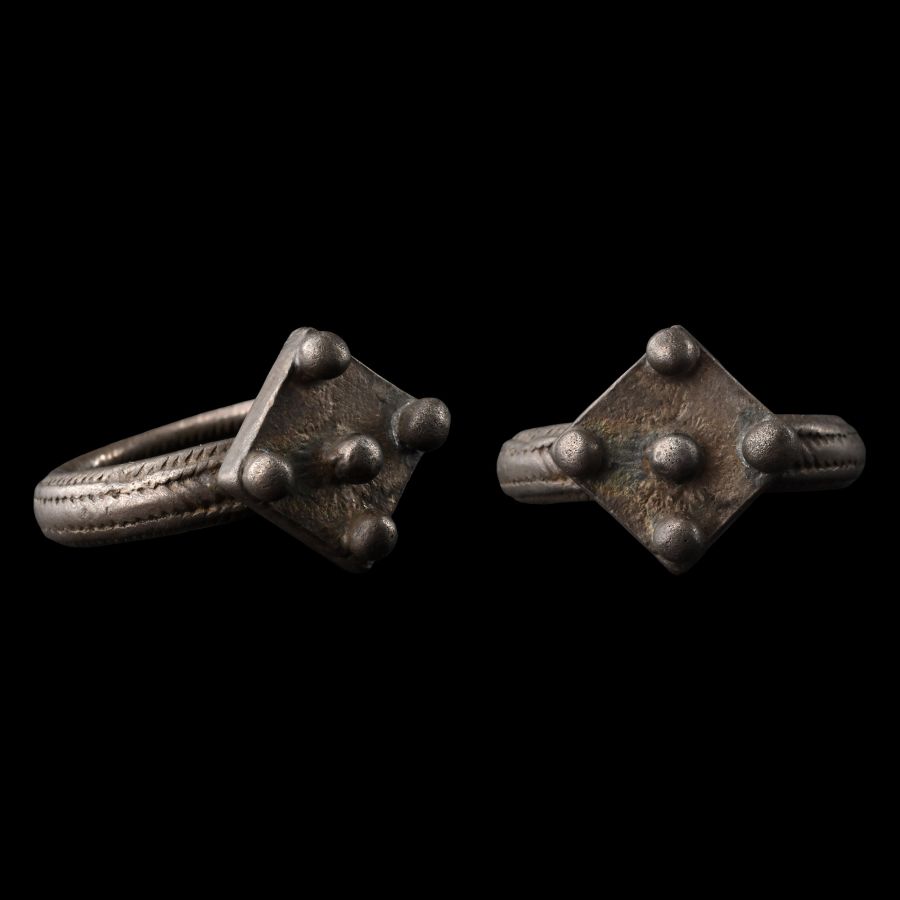 Roman Heavy Silver Ring with Square Plaque