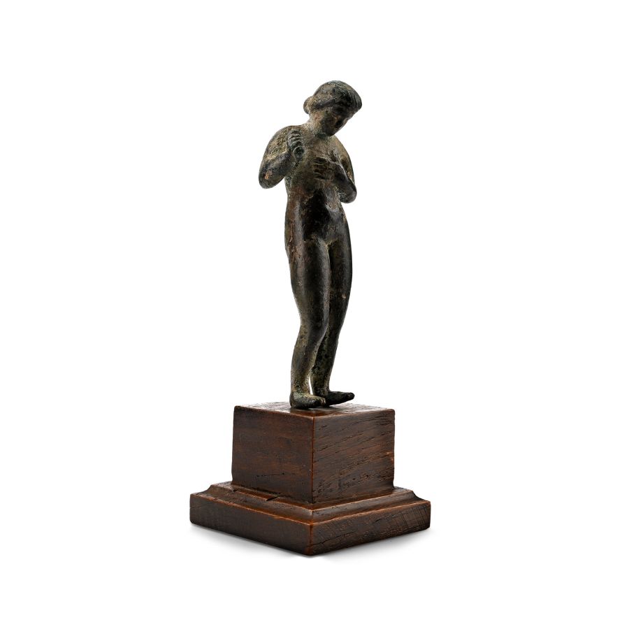Roman Bronze Figure of a Bathing Young Girl