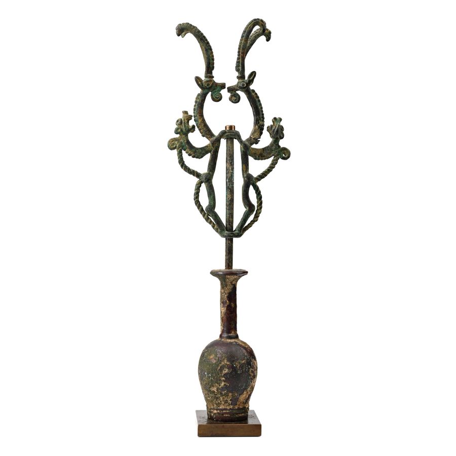 Western Asiatic Bronze Finial with Animals
