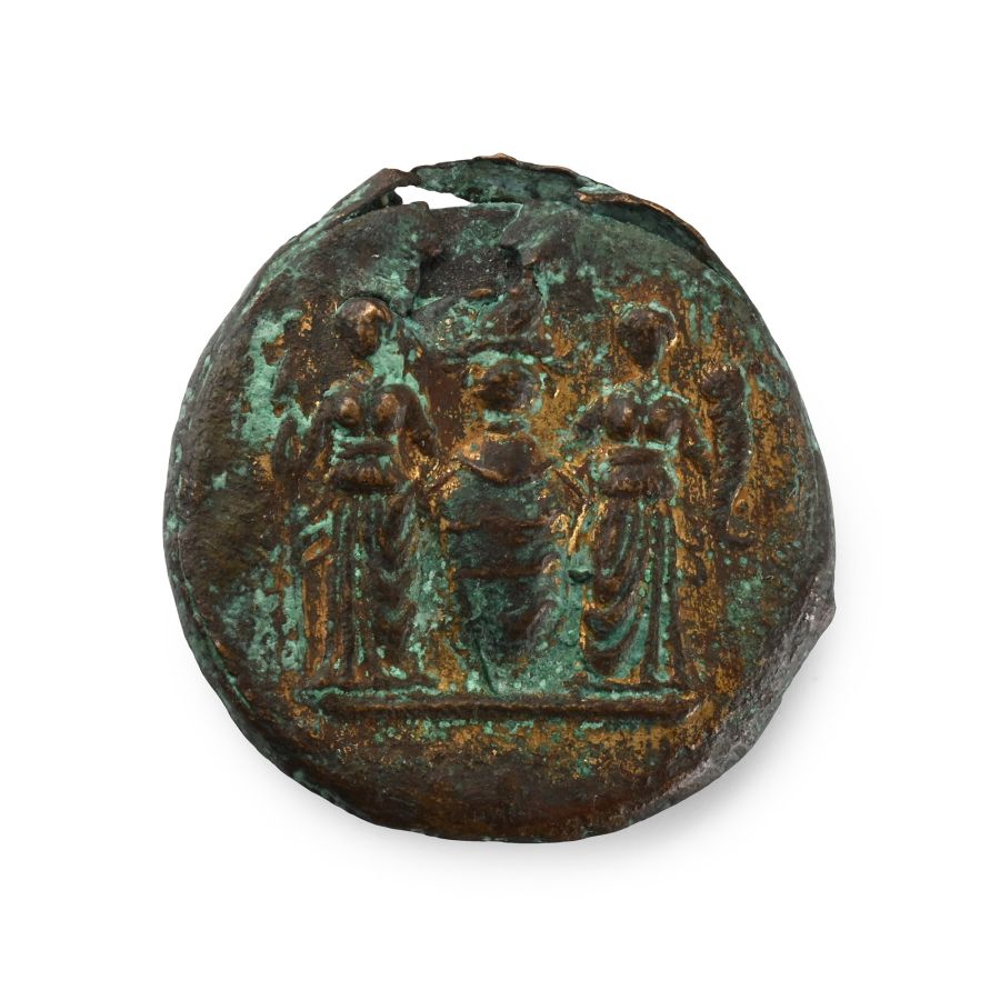 Roman Gilt Bronze Medallion with Mythological Scene