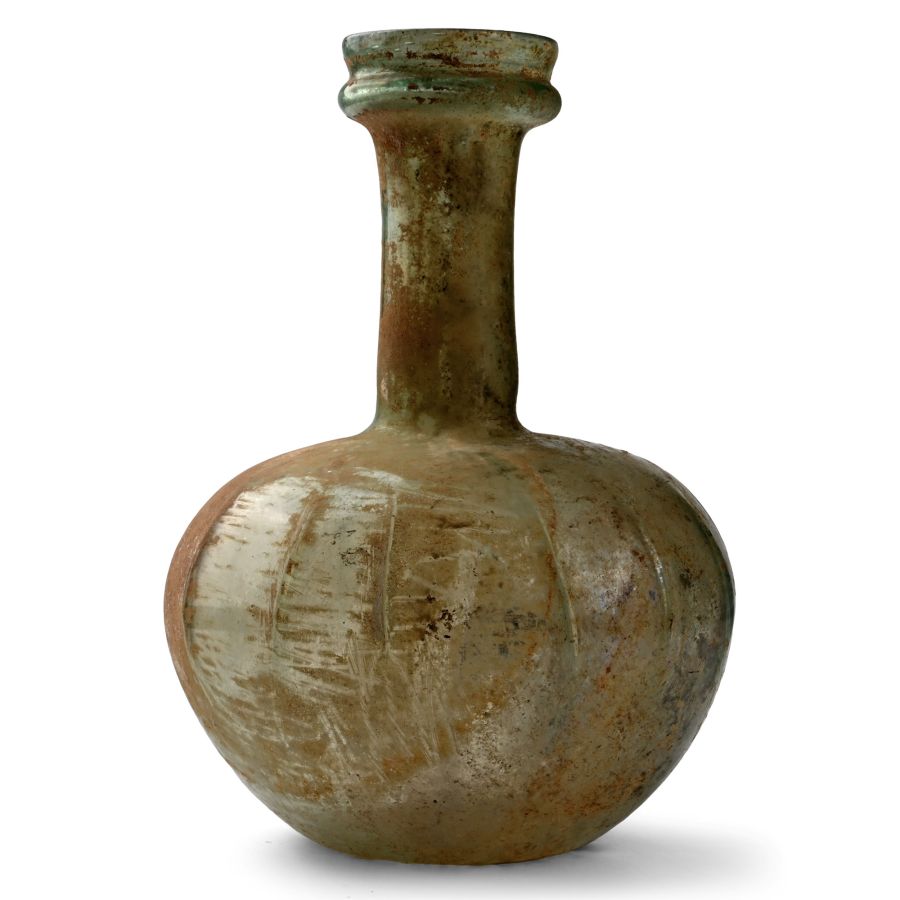 Roman Ribbed Glass Bottle