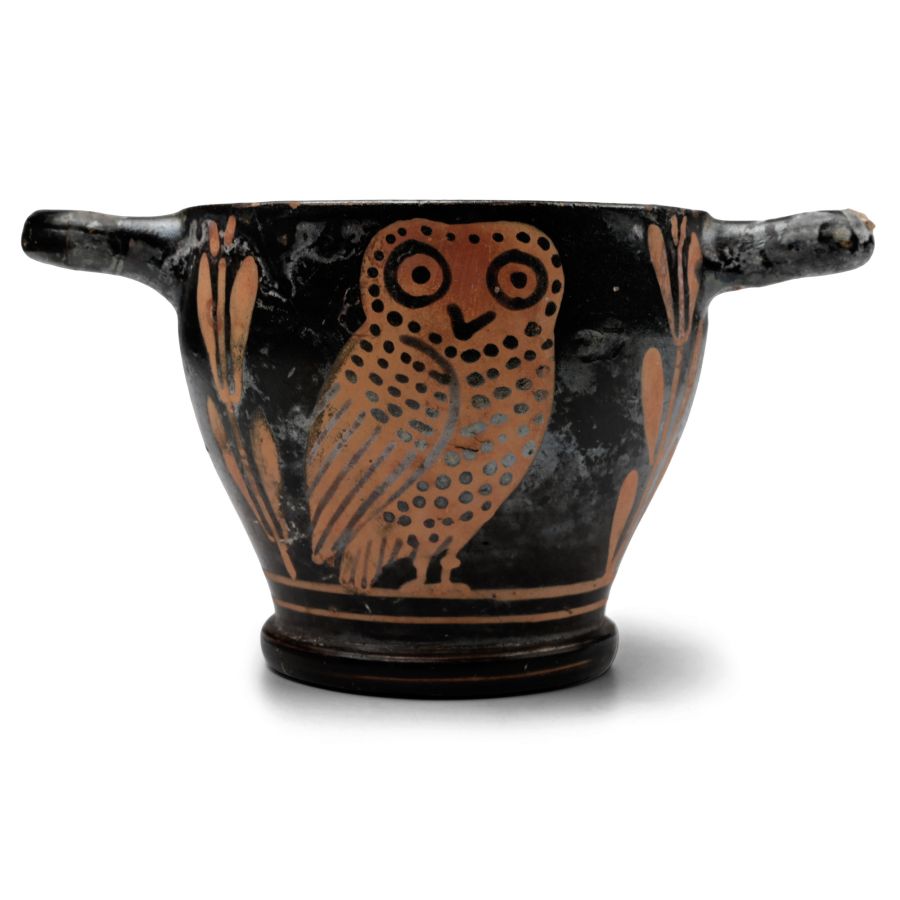 South Italian Red-Figure Skyphos with Owl