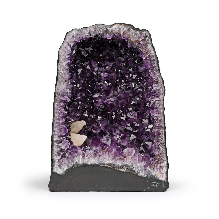 Cathedral Geode Half with Amethyst and Calcite Crystals