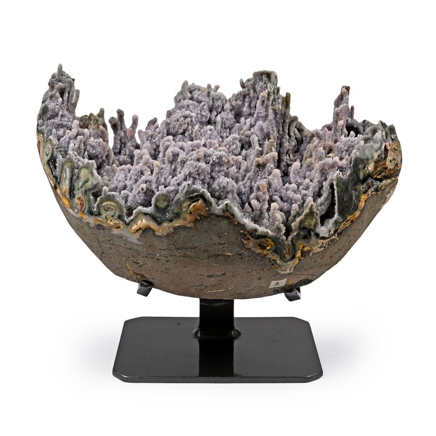 Round Amethyst Crystal Geode with Polished Borders