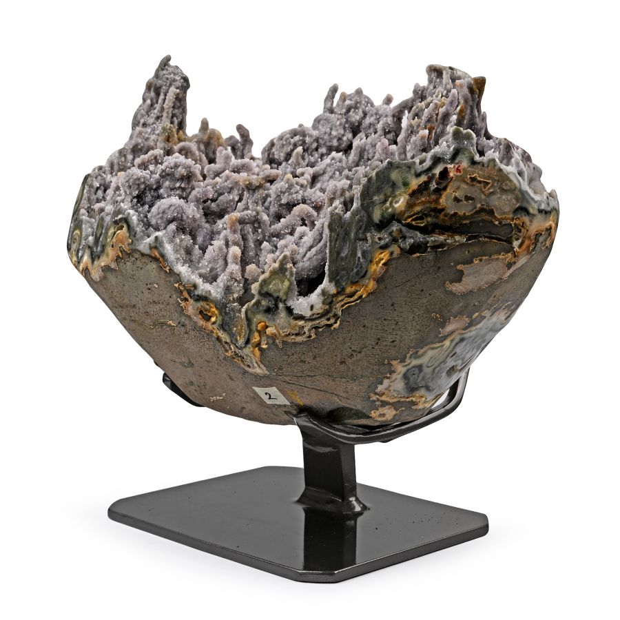 Round Amethyst Crystal Geode with Polished Borders