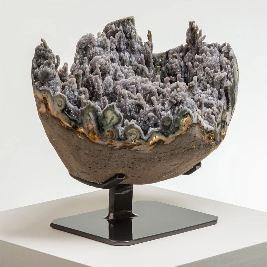 Round Amethyst Crystal Geode with Polished Borders