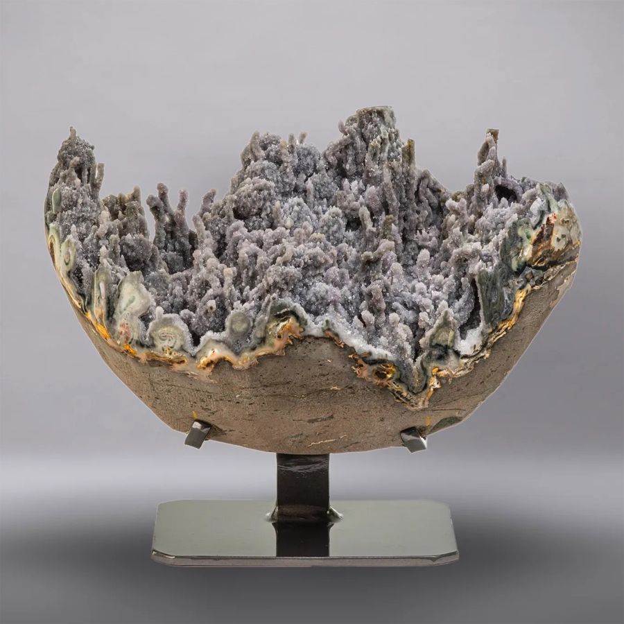 Round Amethyst Crystal Geode with Polished Borders