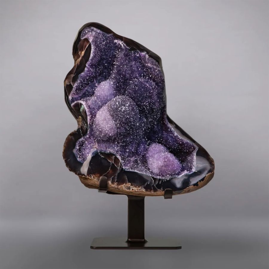 Amethyst Crystal Geode Formation with Agatised Borders