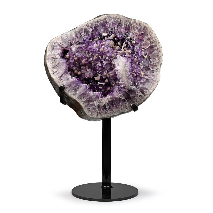 Deep Purple Amethyst Crystals with Calcite 'Snowballs'