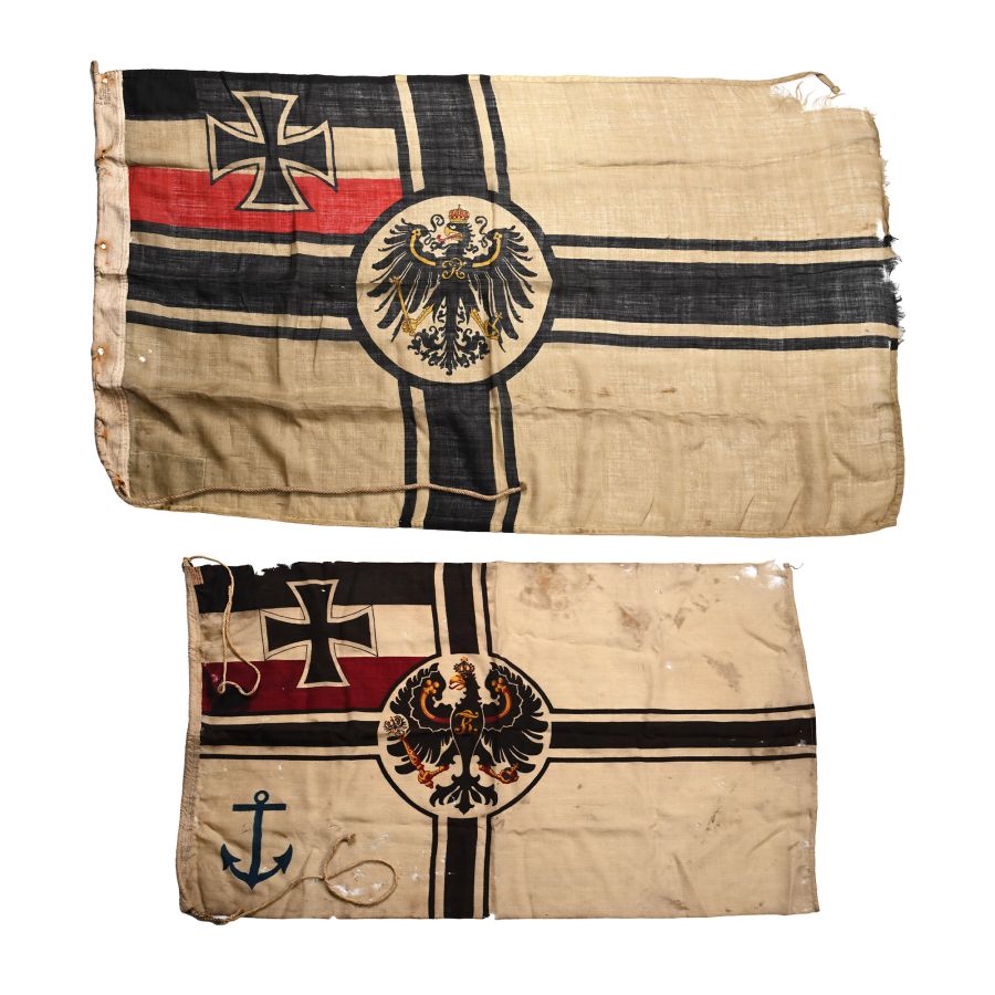 German WWI SM U-120 U-Boat Clock, Flag Sock and Flags