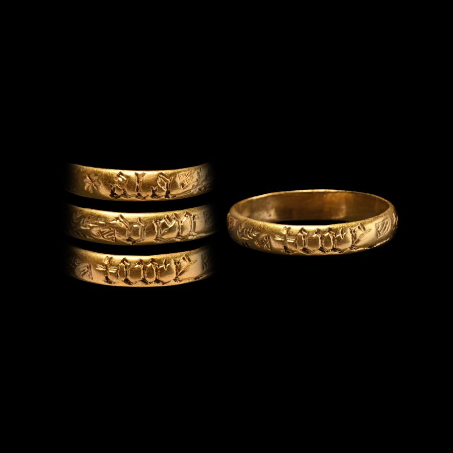 Medieval Gold Posy Ring Inscribed 'With Luck'