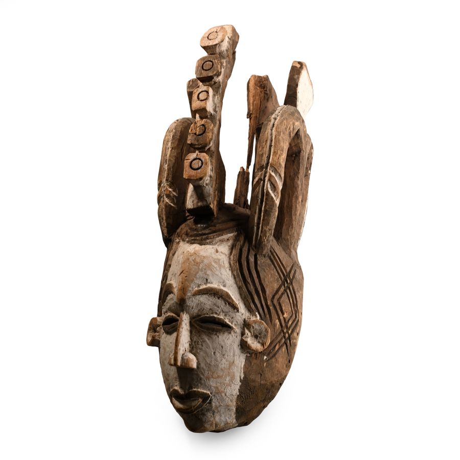 African Wooden Ceremonial 'Maiden Spirit' Face Mask