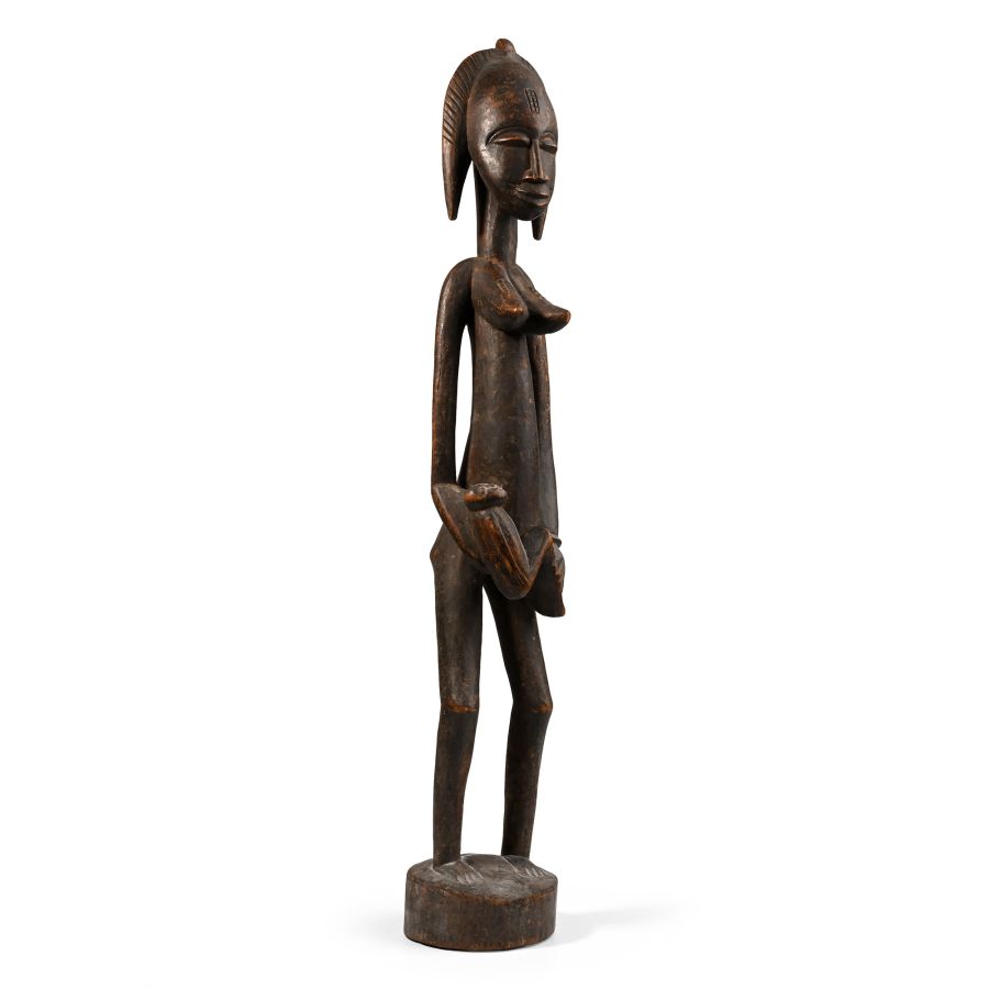 African Wooden Mother with Child Fertility Figure