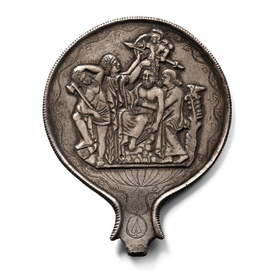 Renaissance Silver Mirror with Mythological Scene