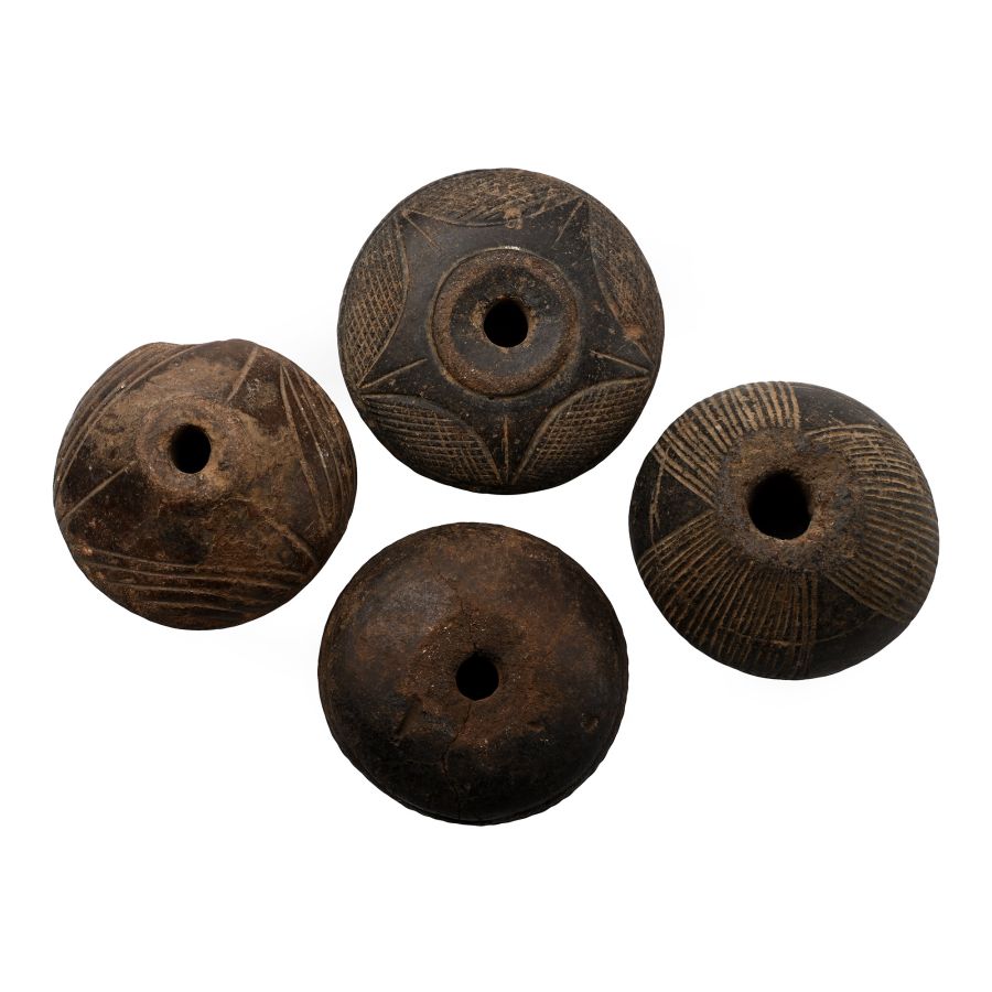 African Decorated Clay Spindle Whorl Collection