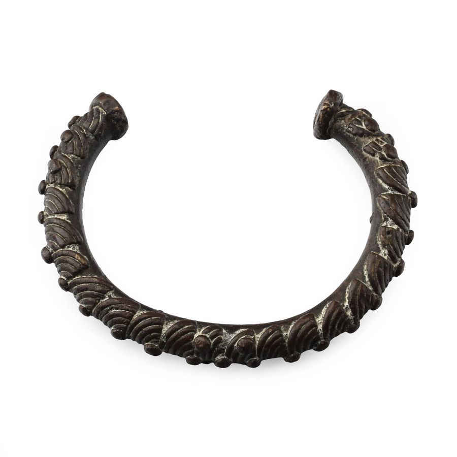 African Decorated Brass Cuff Bracelet