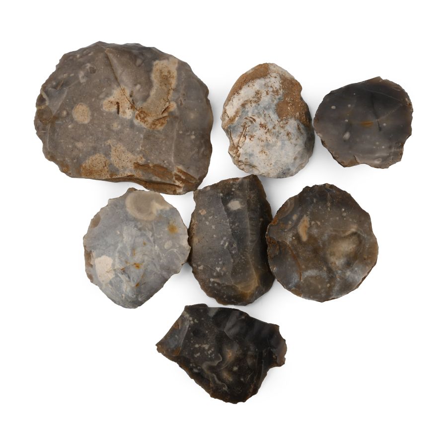 Stone Age Knapped Flint Scraper and Other Tool Collection