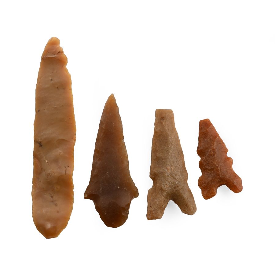 Stone Age Knapped Arrowhead Collection