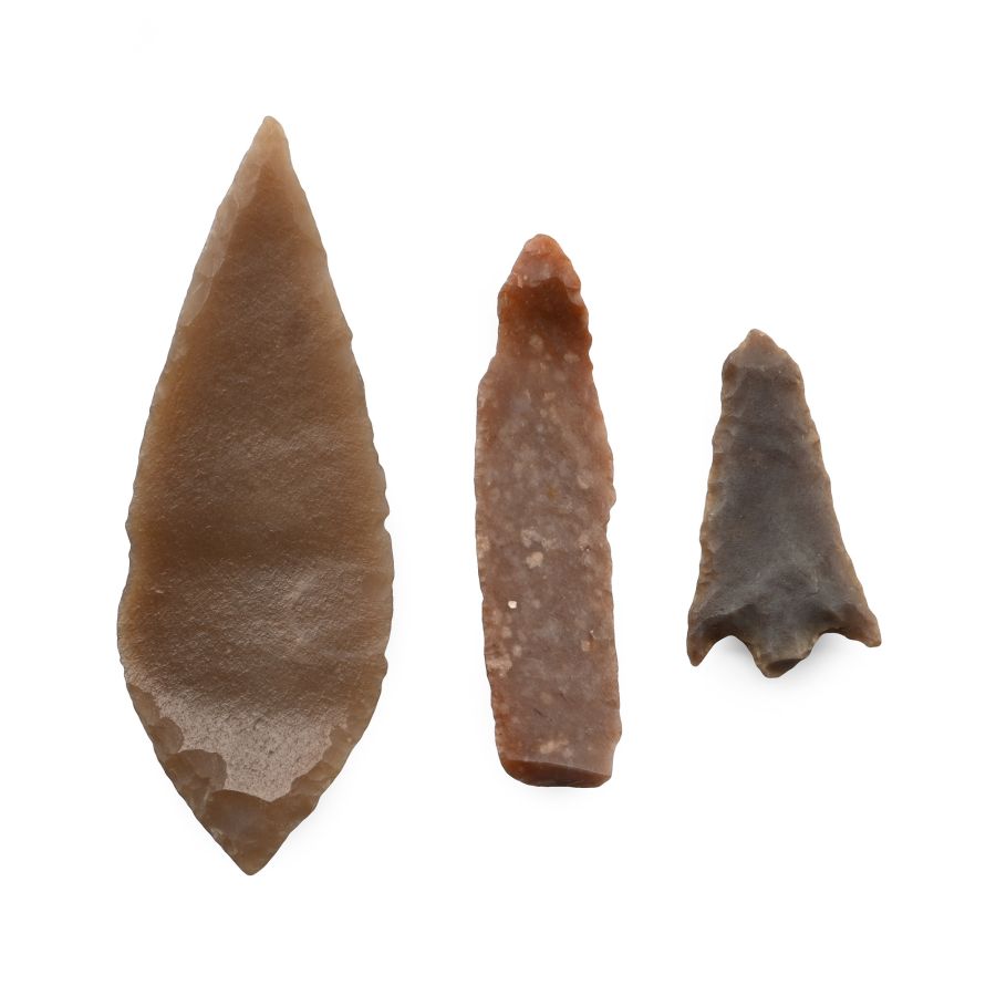 Stone Age Knapped Arrowhead Group