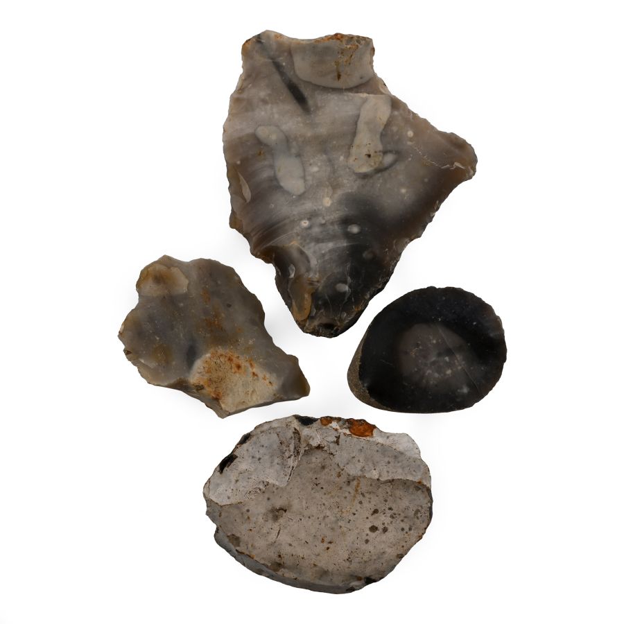 Danish Stone Age Knapped Flint Borer and Scraper Group