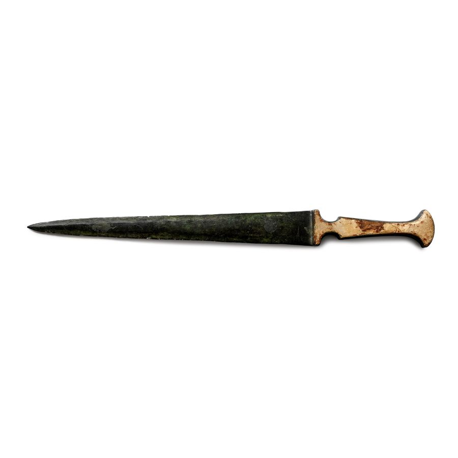 Luristan Bronze Short Sword with Inlaid Handle