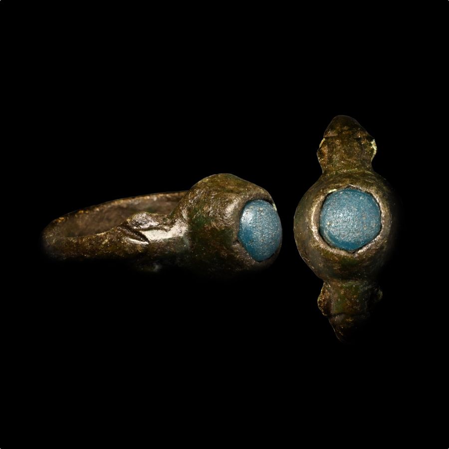Medieval Bronze Ring with Cabochon