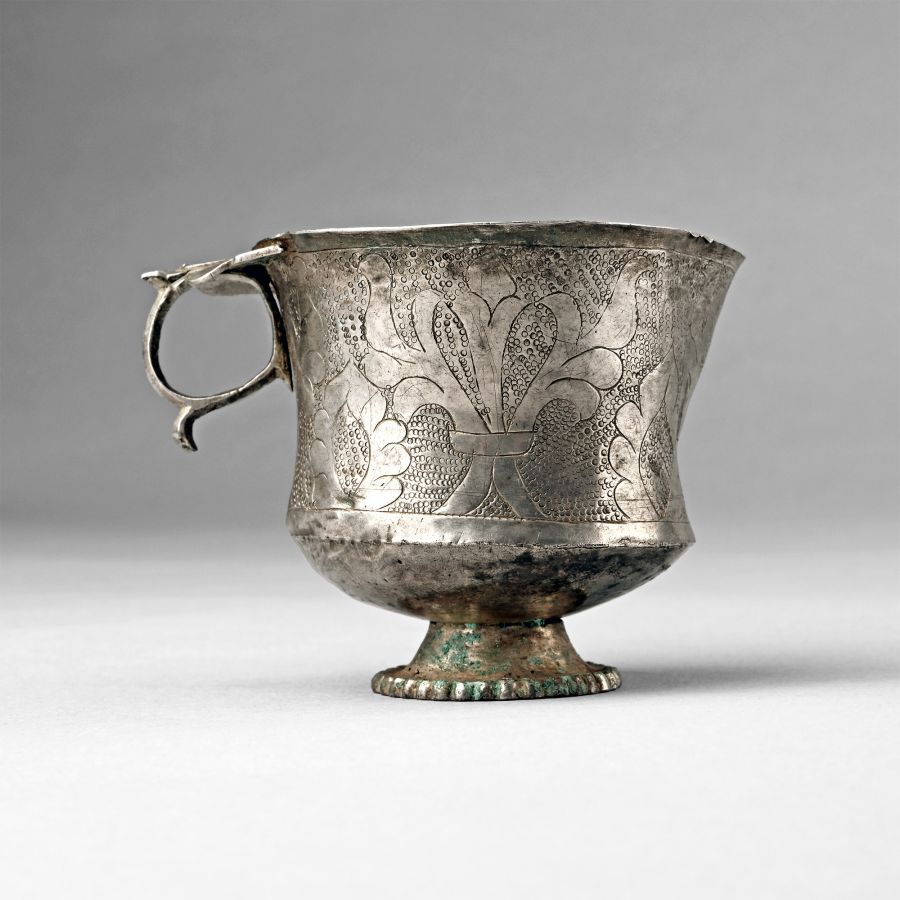 Sogdian Silver Cup with Incised Design