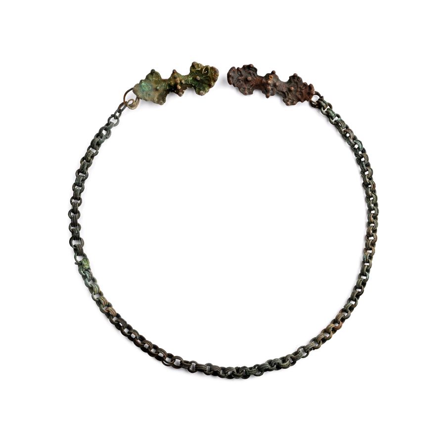 Viking Age Bronze Chained Equal-Arm Brooch Set