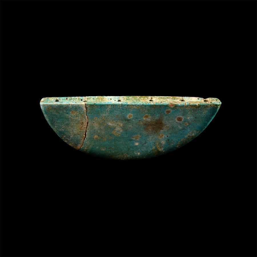 Large Egyptian Blue Glazed Solar Bead