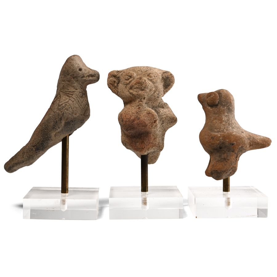 Pre-Columbian Terracotta Bird and Animal Figure Group