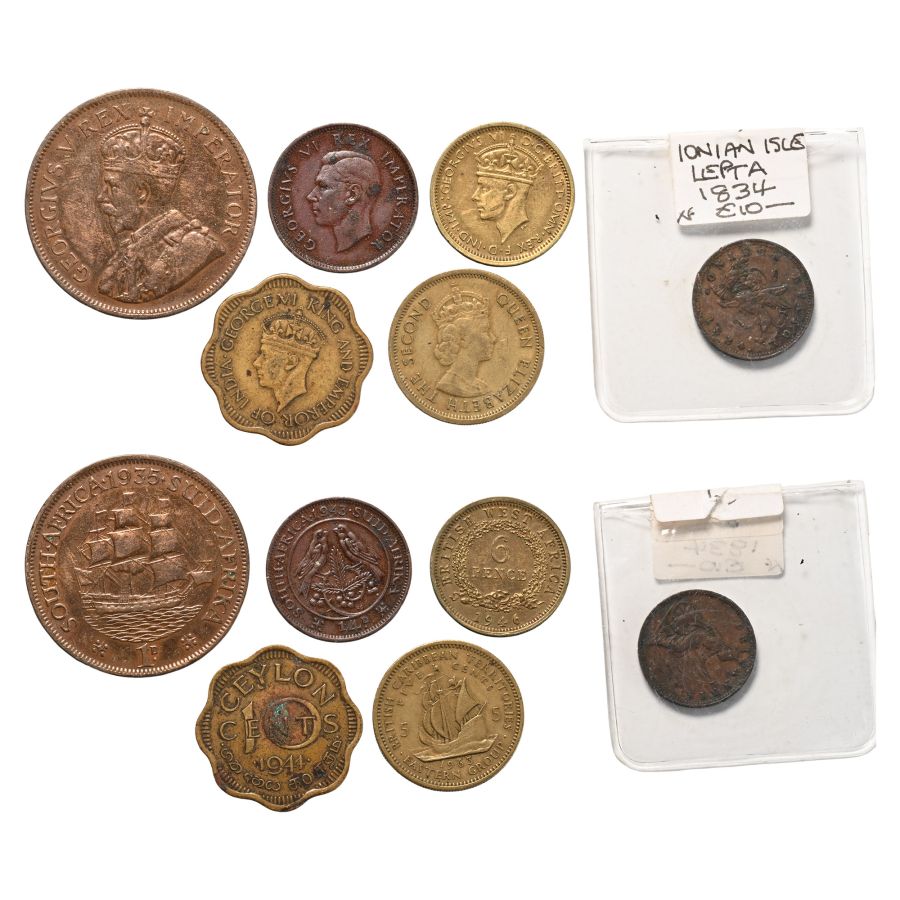 Group of Six [6] South Africa and Other AE Commonwealth Coins.