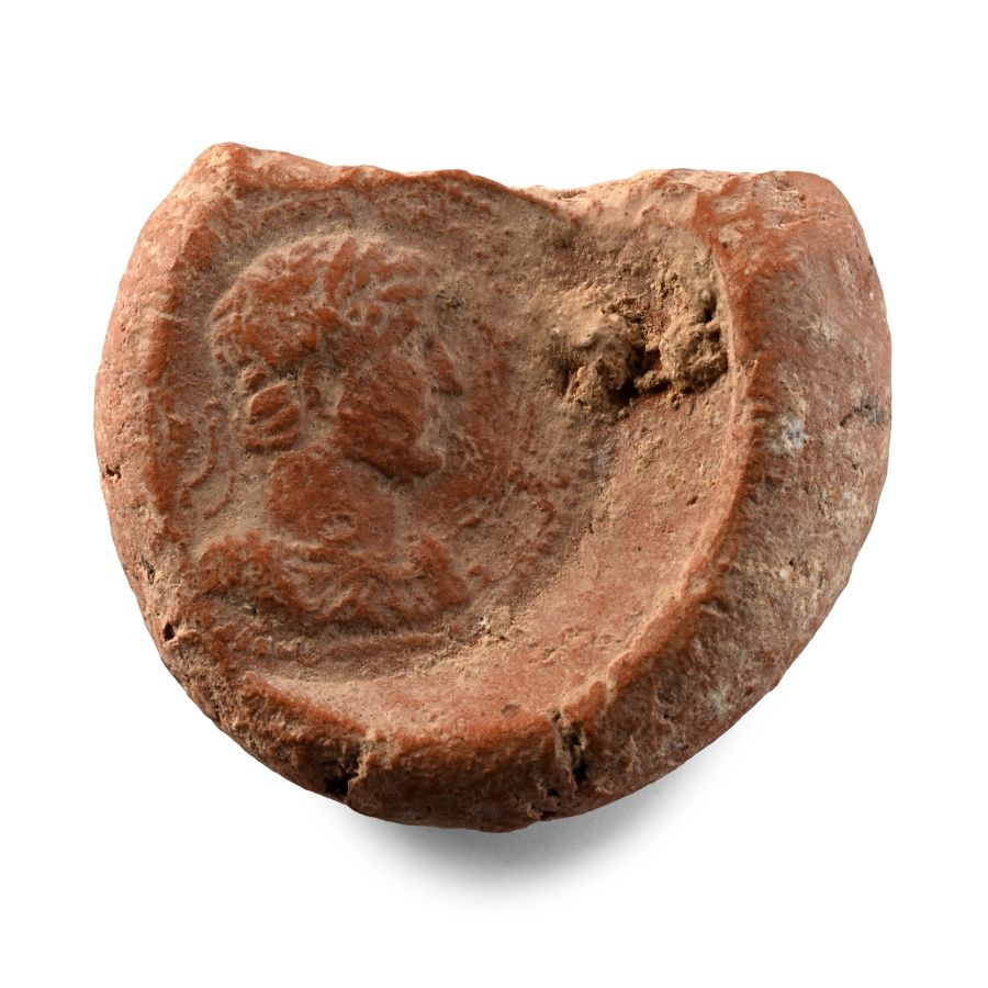 Egyptian Clay Papyrus Document Sealing with Bust of Hadrian